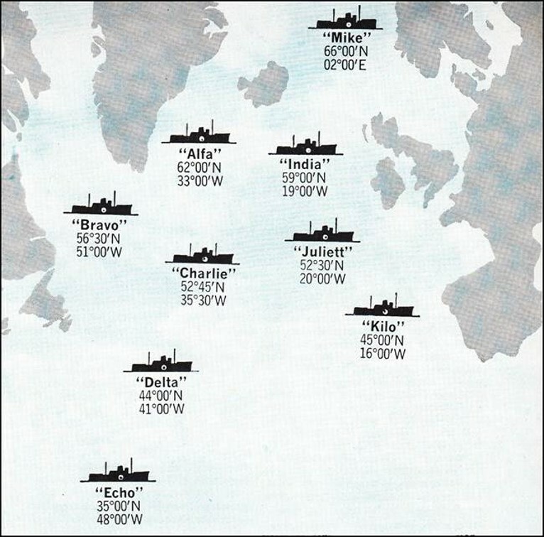 13 målestasjoner opprettet i 1948 M utenfor Norge
