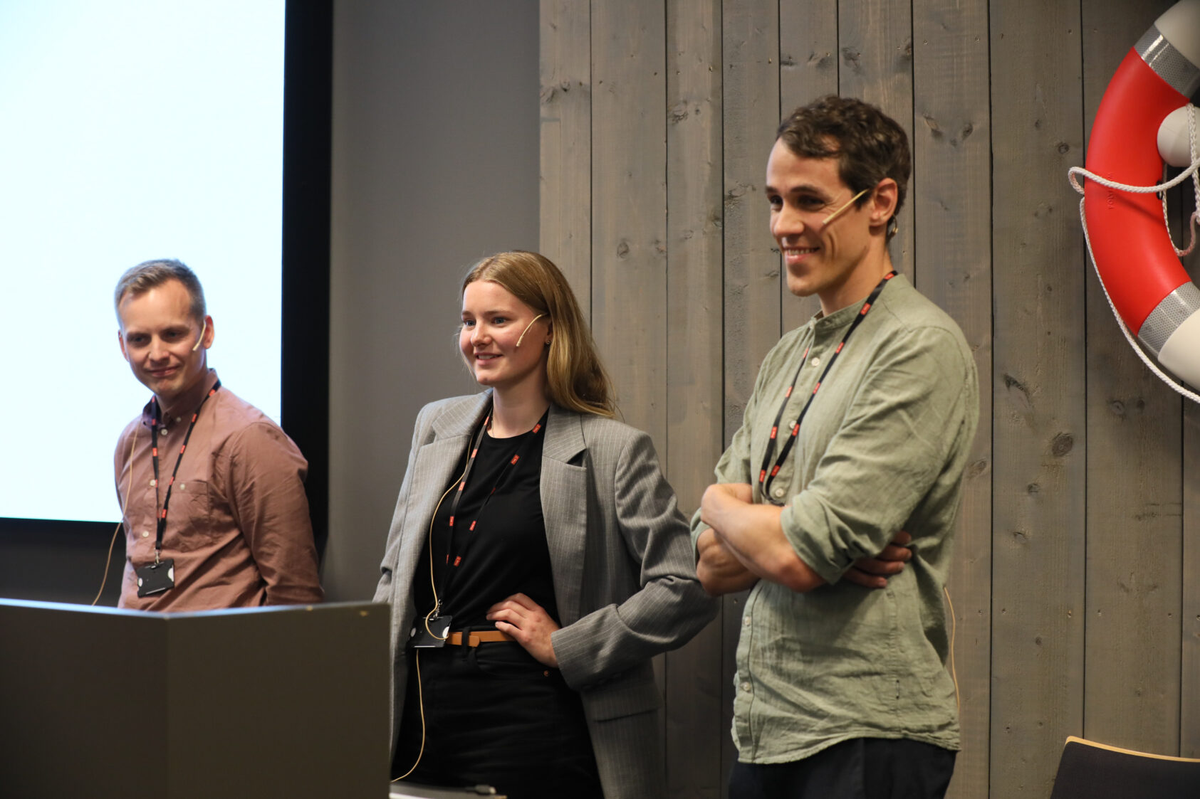 Katrine Jaklin, NORCE, F.v. Sondre Nedreås Hølleland (NHH), Nora Røhnebæk Aasen (Norsk regnesentral) og Ole Wulff (NORCE), 0 S0 A9958 2, ,