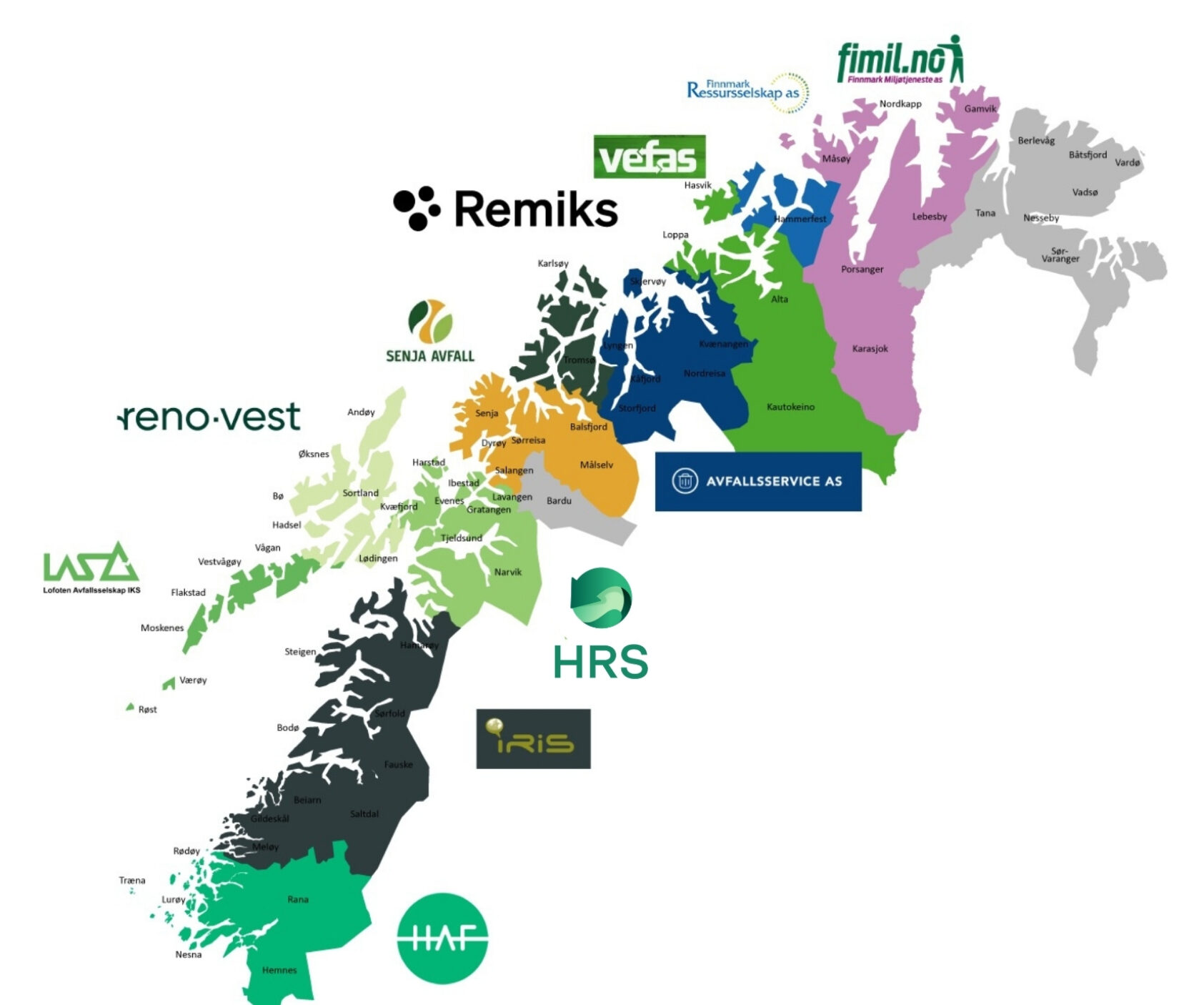 Avfallsklynge Nord, From Svalbard in the north to the Helgeland coast in the south, Avfallsklynge Nord will soon cover 15 companies, over 60 municipalities, 200,000 subscribers, and 450,000 inhabitants., Strategi Avfallsklynge Nord, ,