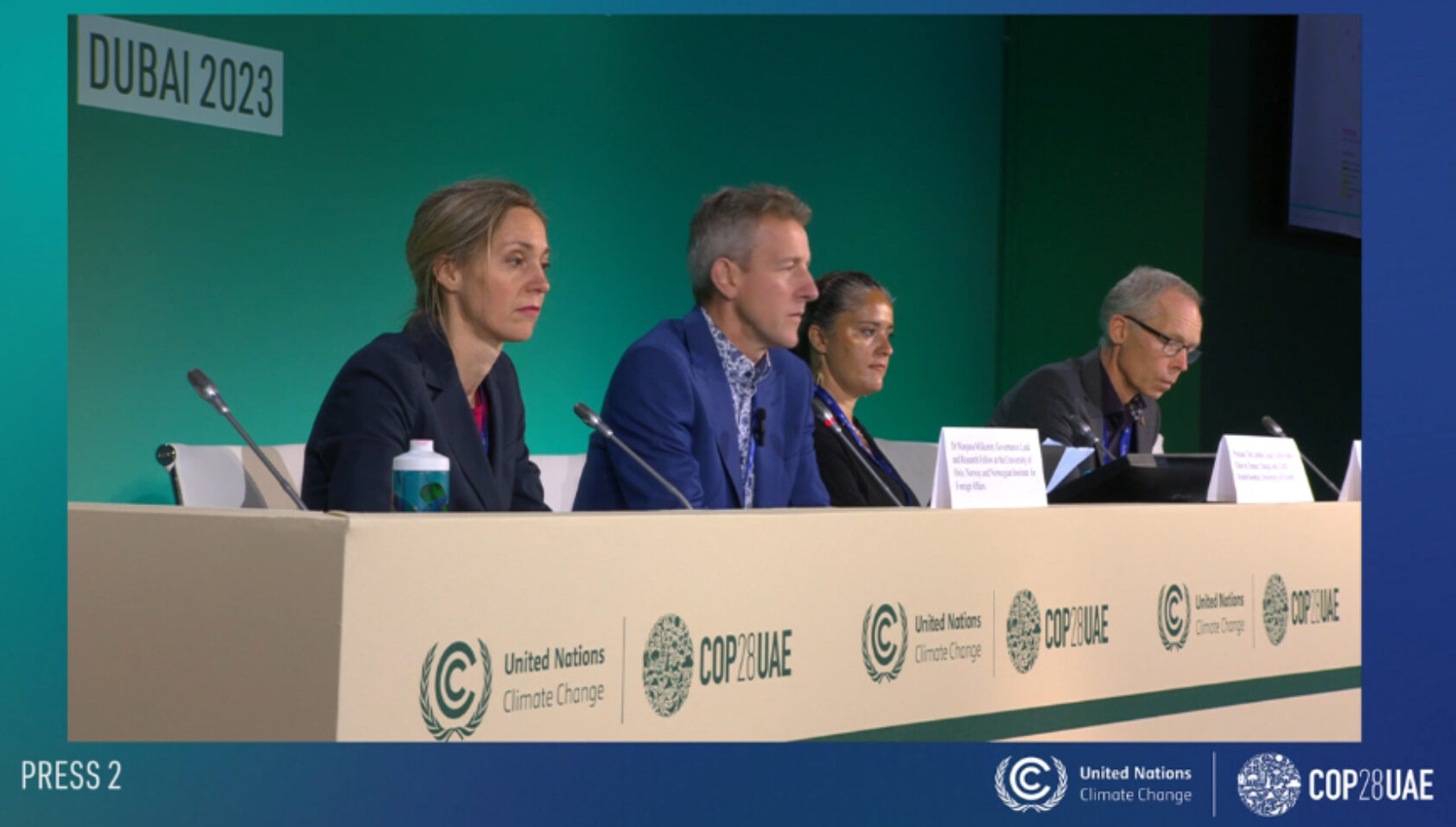 Screenshot from press conference, 06 Dec. 2023, Professor Tim Lenton at the University of Exeter presents the report at COP28 in Dubai., Tipping point report 1 press conference, , 