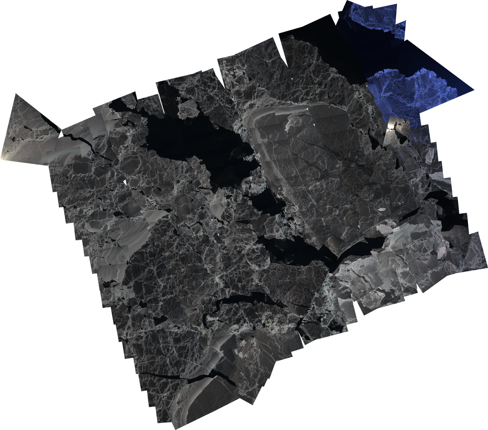 NORCE, Mosaikk av bilder tatt av Shark-dronen. Området er ca 8 km x 6 km., Mosaikk2, <p>NORCE</p>, pixelert satelittbilde av landskap