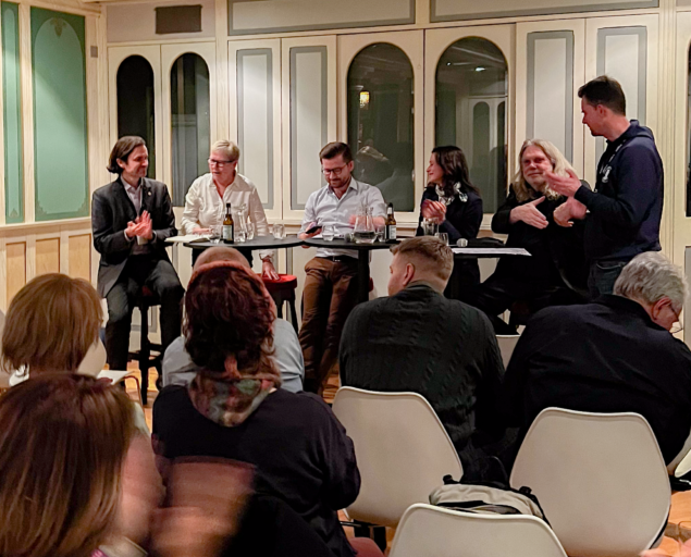 Katrine Jaklin, NORCE, Are we closer to an EU debate than we think? From left, Endre Tvinnereim (UIB/NORCE) in 'This is not an EU debate' together with Wenche Pedersen (Mayor of Vadsø, Ap), Sveinung Rotevatn (Member of Parliament, Venstre), Maria Varteressian (State Secretary, Ministry of Foreign Affairs, Ap), and Arne O. Holm (Editor, High North News). Debate leader Tor Eldevik (UiB)., Foto Katrine Jaklin 1636, ,