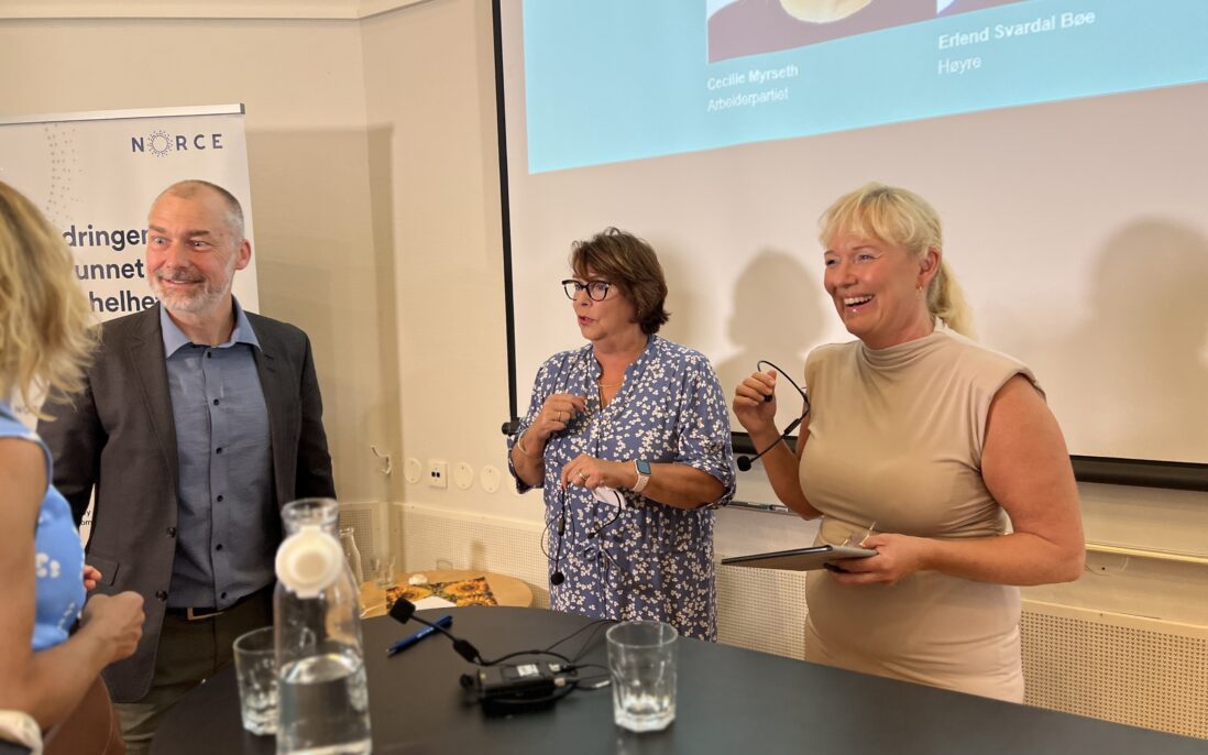 NKLMs leder Jesper Blinkenberg gald etter debatt med KS ved Åse Snåre og Marte Kvittum Tangen  fra Norsk forening for allmennmedisin.