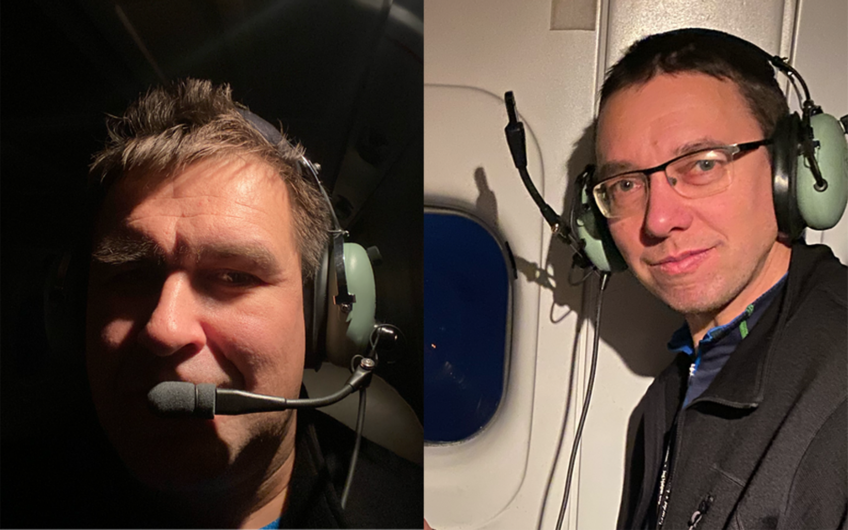 NORCE, Agnar Sivertsen og Tom Rune Lauknes ombord i flyet “LN-LYR”. Begge har lang erfaring fra forskning i Arktis og venting på optimale værforhold. Denne gangen blir det et døgns ventetid før Dornieren tar av., Sivertsen lauknes, , 