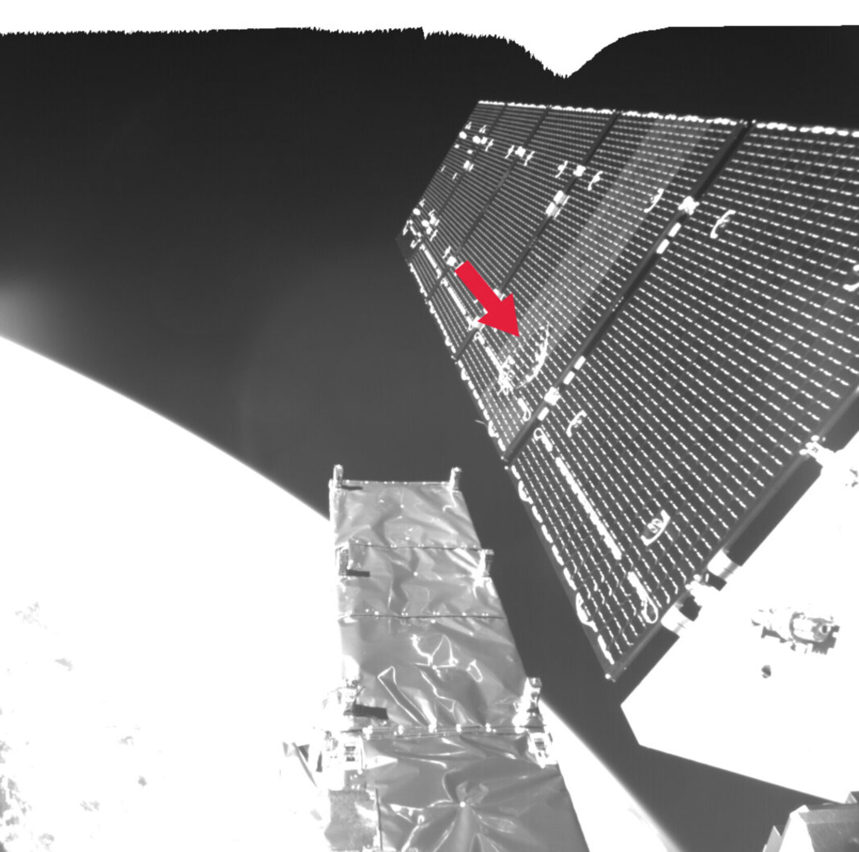 , Skade på Sentinel-1 etter sammenstøt med romskrot, Sentinel 1 impact pillars edi, ,